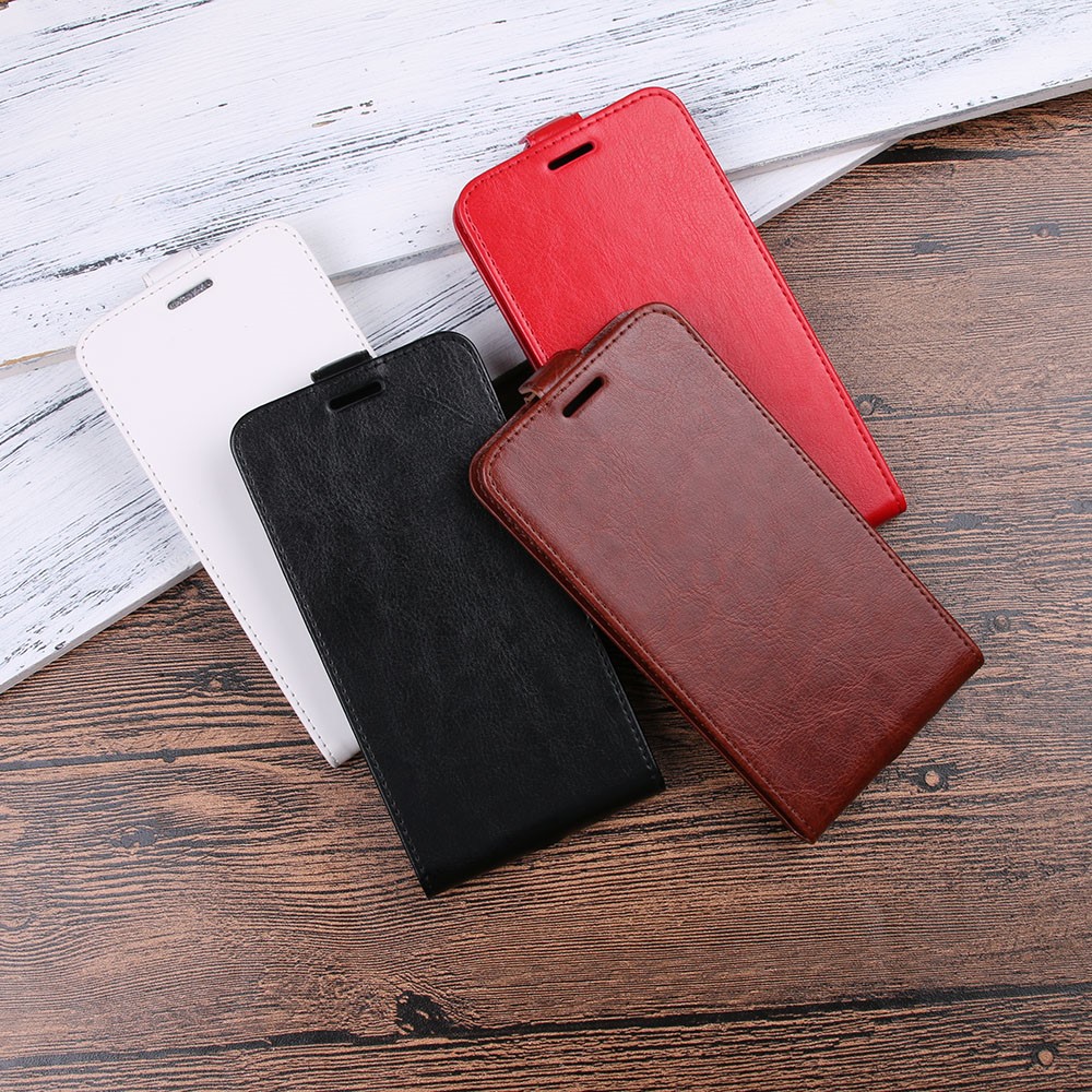 Crazy Horse Vertical Flip Leather Cover Con Slot Per Carte Per Xiaomi Mi 6x / Mi A2 - Nero