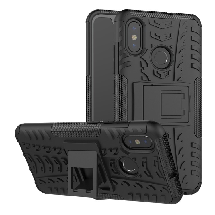 Snap-on Anti-Rutsch-PC + TPU Hybrid-Hülle Mit Ständer Für Xiaomi Mi 8 (6,21-Zoll) - Schwarz-1