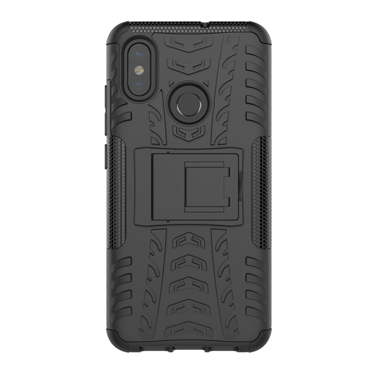 Snap-on Anti-Rutsch-PC + TPU Hybrid-Hülle Mit Ständer Für Xiaomi Mi 8 (6,21-Zoll) - Schwarz-10