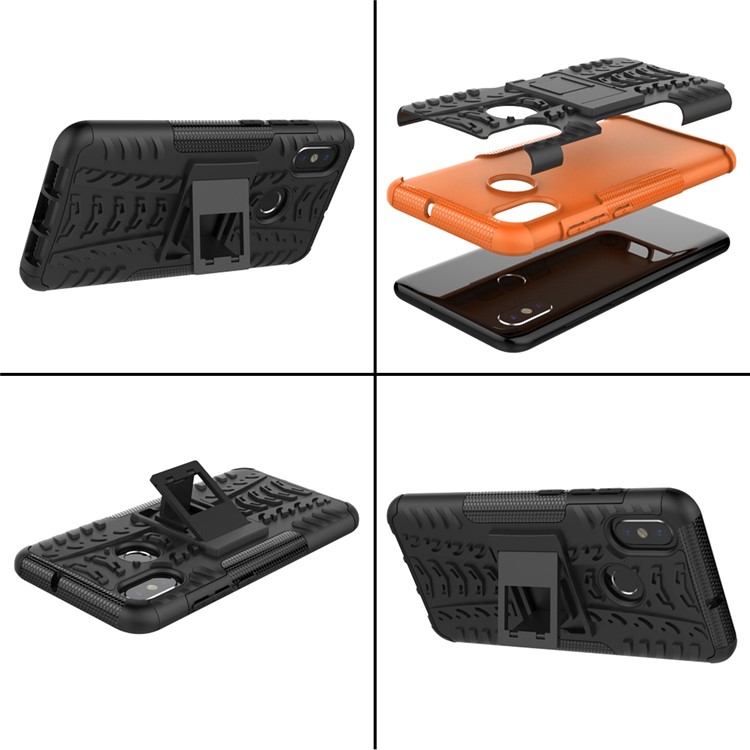 Snap-on Anti-Rutsch-PC + TPU Hybrid-Hülle Mit Ständer Für Xiaomi Mi 8 (6,21-Zoll) - Schwarz-11