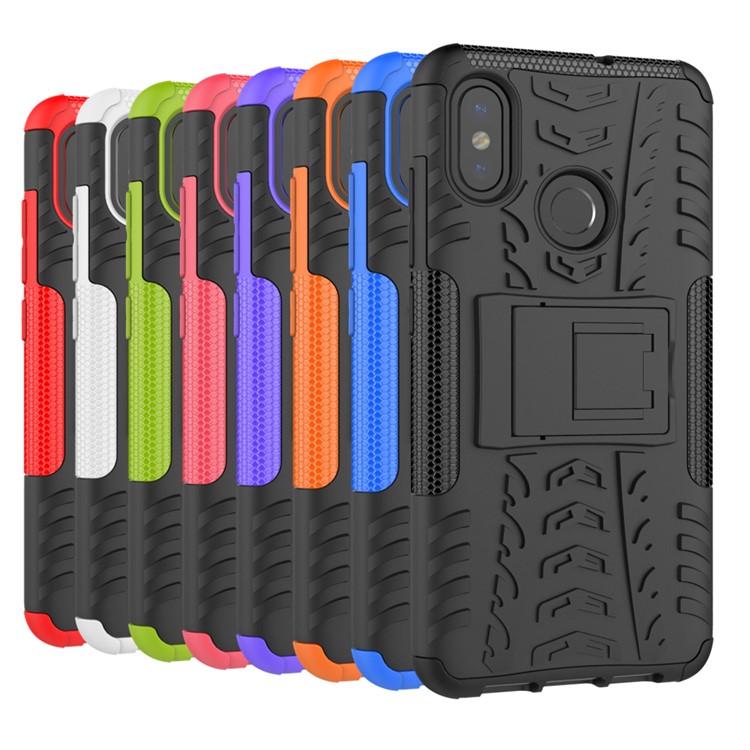 Snap-on Anti-Rutsch-PC + TPU Hybrid-Hülle Mit Ständer Für Xiaomi Mi 8 (6,21-Zoll) - Schwarz-12