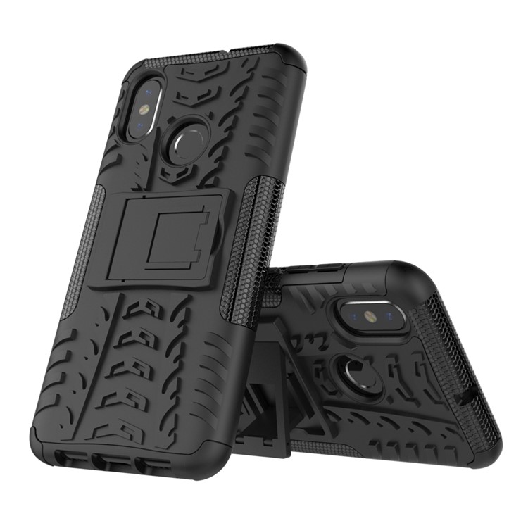 Snap-on Anti-Rutsch-PC + TPU Hybrid-Hülle Mit Ständer Für Xiaomi Mi 8 (6,21-Zoll) - Schwarz-2