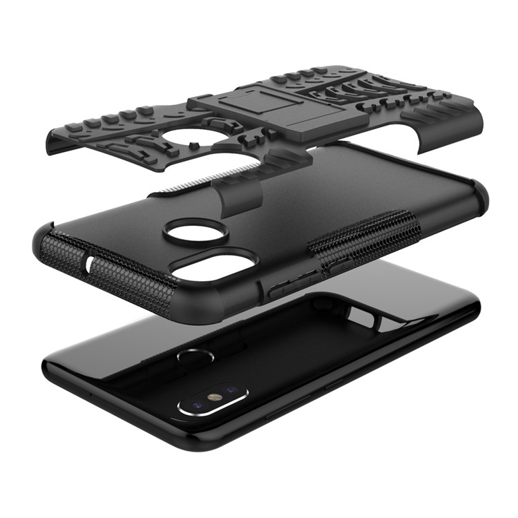 Snap-on Anti-Rutsch-PC + TPU Hybrid-Hülle Mit Ständer Für Xiaomi Mi 8 (6,21-Zoll) - Schwarz-3