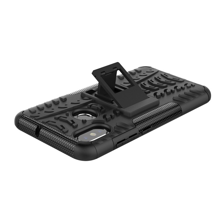 Snap-on Anti-Rutsch-PC + TPU Hybrid-Hülle Mit Ständer Für Xiaomi Mi 8 (6,21-Zoll) - Schwarz-4
