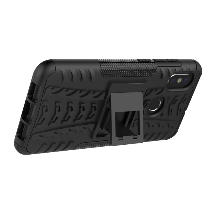 Snap-on Anti-Rutsch-PC + TPU Hybrid-Hülle Mit Ständer Für Xiaomi Mi 8 (6,21-Zoll) - Schwarz-5