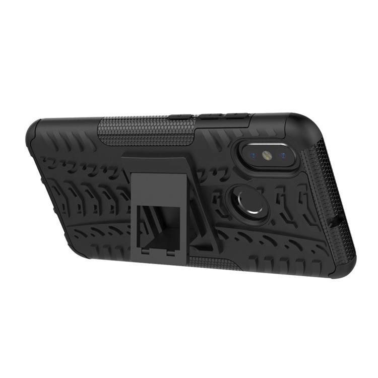 Snap-on Anti-Rutsch-PC + TPU Hybrid-Hülle Mit Ständer Für Xiaomi Mi 8 (6,21-Zoll) - Schwarz-6