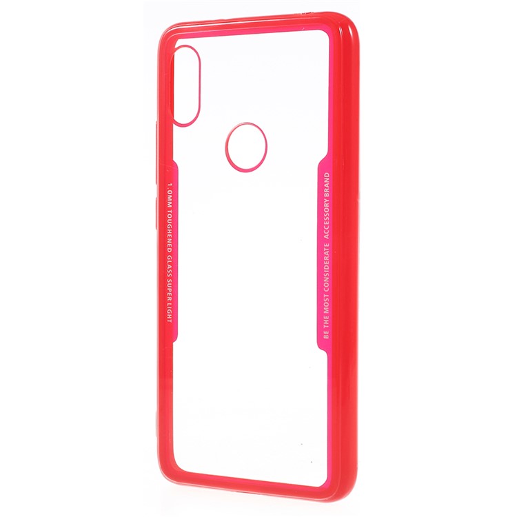Silicone Edge + Crystal Acrylic Back Hybrid Phone Case Accessory for Xiaomi Redmi S2 / Y2 - Red-2