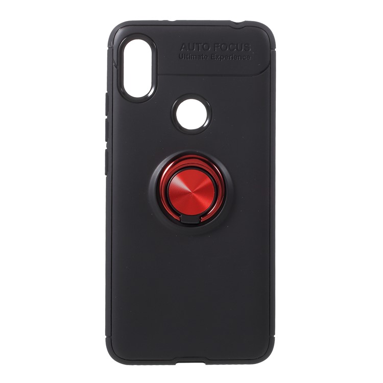 Finger Ring Kickstand TPU Phone Cover for Xiaomi Redmi S2/ Y2 (Built-in Magnetic Metal Sheet) - Black / Red-1