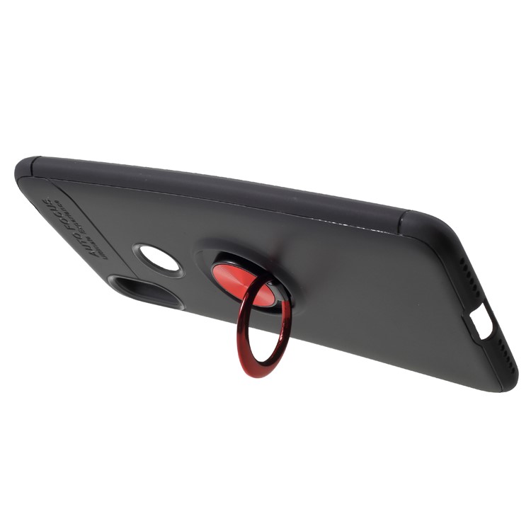 Finger Ring Kickstand TPU Phone Cover for Xiaomi Redmi S2/ Y2 (Built-in Magnetic Metal Sheet) - Black / Red-2