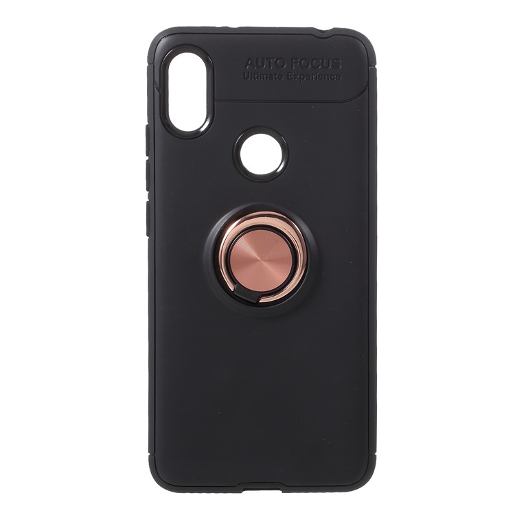 Finger Ring Kickstand TPU Phone Shell for Xiaomi Redmi S2/ Y2 (Built-in Magnetic Metal Sheet) - Black / Rose Gold-1