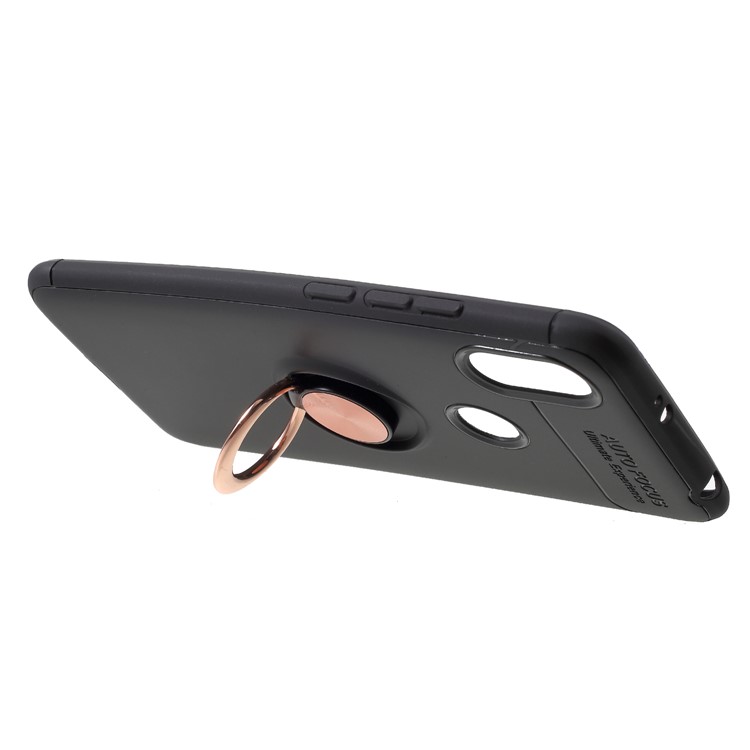 Finger Ring Kickstand TPU Phone Shell for Xiaomi Redmi S2/ Y2 (Built-in Magnetic Metal Sheet) - Black / Rose Gold-2