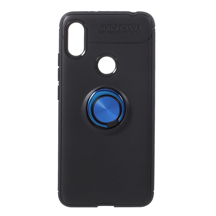 Finger Ring Kickstand TPU Protector Case for Xiaomi Redmi S2/ Y2 (Built-in Magnetic Metal Sheet) - Black / Blue-1