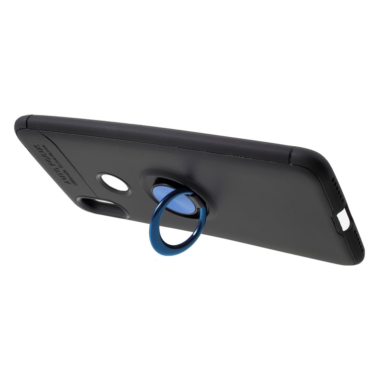 Finger Ring Kickstand TPU Protector Case for Xiaomi Redmi S2/ Y2 (Built-in Magnetic Metal Sheet) - Black / Blue-2