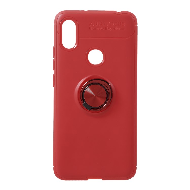Finger Ring Kickstand TPU Cellphone Cover for Xiaomi Redmi S2/ Y2 (Built-in Magnetic Metal Sheet) - Red-1