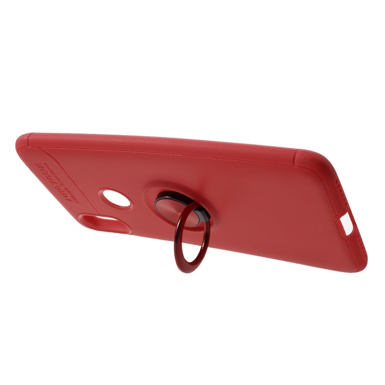 Finger Ring Kickstand TPU Cellphone Cover for Xiaomi Redmi S2/ Y2 (Built-in Magnetic Metal Sheet) - Red-2