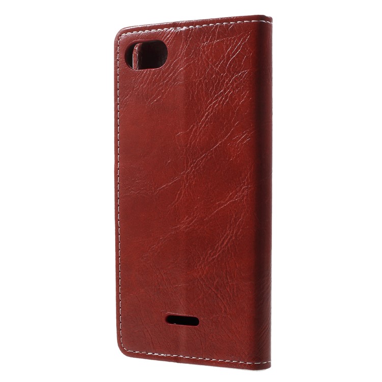 Crazy Horse Wallet Leather Stand Case for Xiaomi Redmi 6A (Single 12MP Rear Camera) - Brown-2