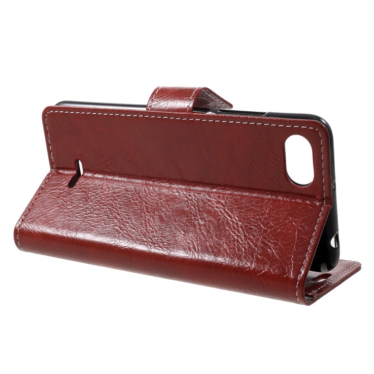 Crazy Horse Wallet Leather Stand Case for Xiaomi Redmi 6A (Single 12MP Rear Camera) - Brown-4