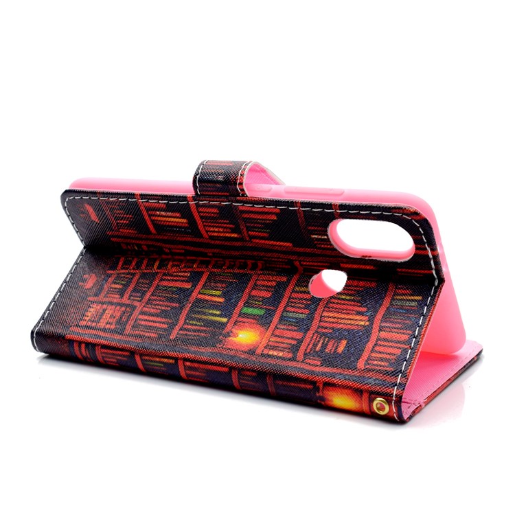 Patterned Wallet Stand Leather Cover for Xiaomi Mi A2 / Mi 6X - Books Shelf-4
