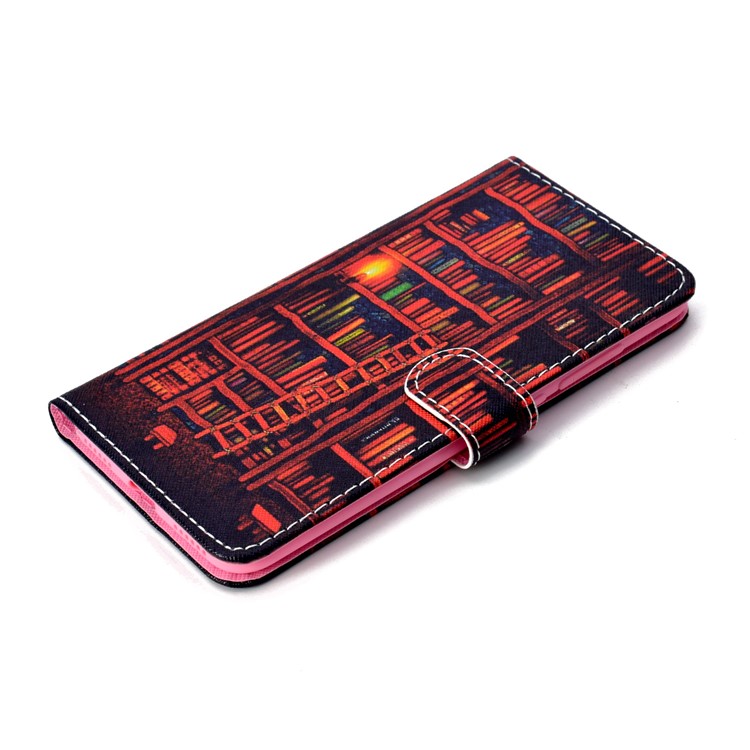 Patterned Wallet Stand Leather Cover for Xiaomi Mi A2 / Mi 6X - Books Shelf-5