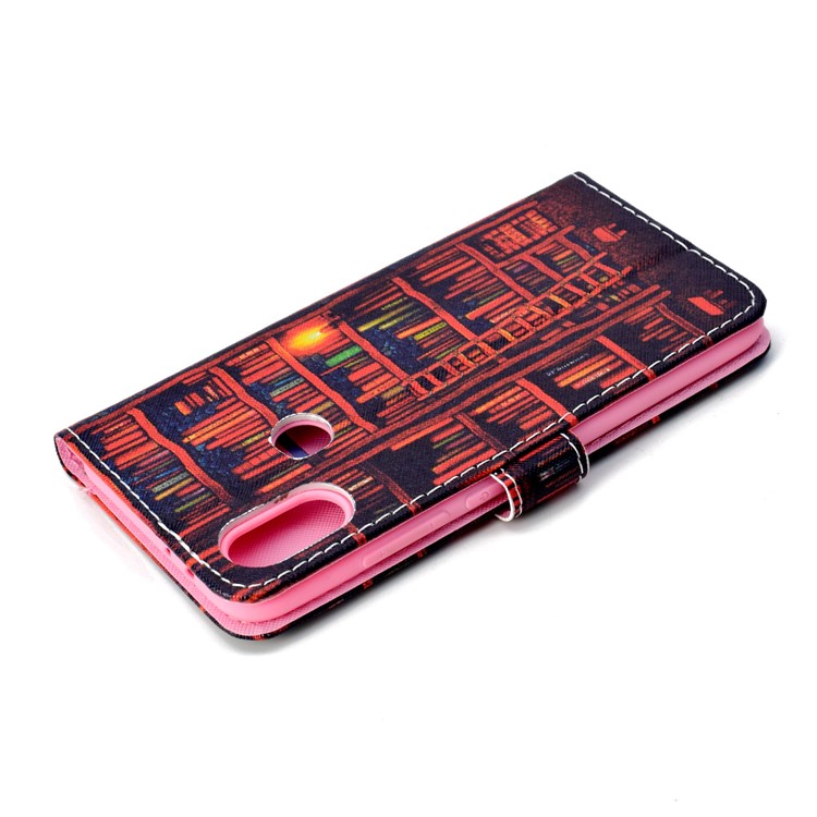 Patterned Wallet Stand Leather Cover for Xiaomi Mi A2 / Mi 6X - Books Shelf-6