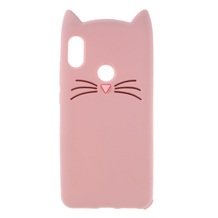 3D Bearded Cat Silicone Back Case for Xiaomi Mi 6X / Redmi Note 5 Pro (Dual Camera) / Redmi Note 5 (China) - Pink-1