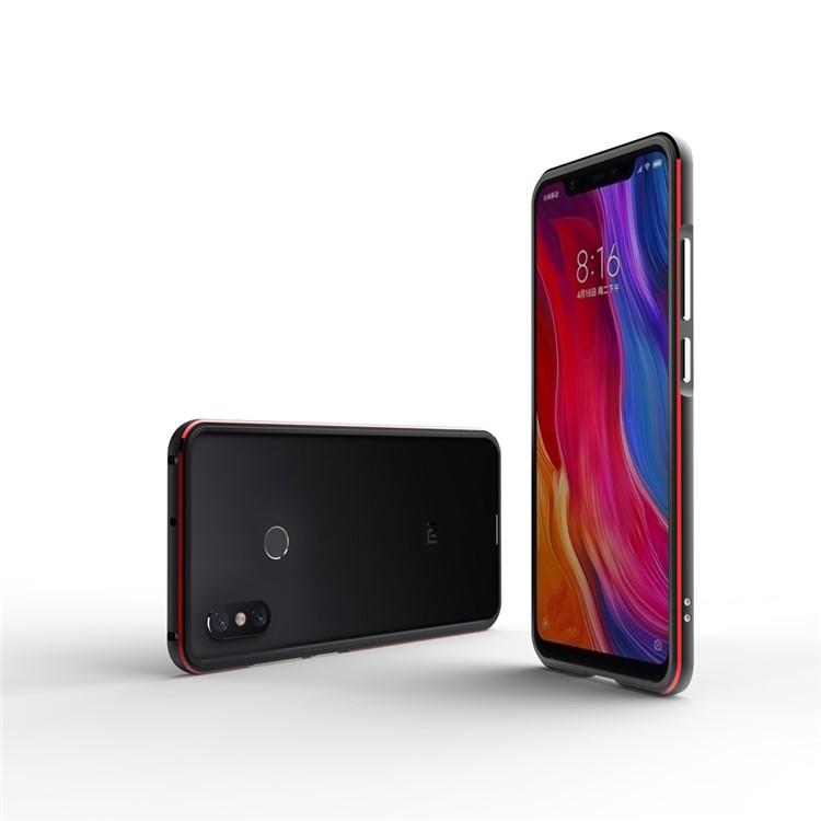 For Xiaomi Mi 8 (6.21-inch) Screw Lock Aluminium Alloy Bumper Case - Black / Red-2