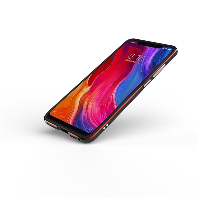 For Xiaomi Mi 8 (6.21-inch) Screw Lock Aluminium Alloy Bumper Case - Black / Red-4