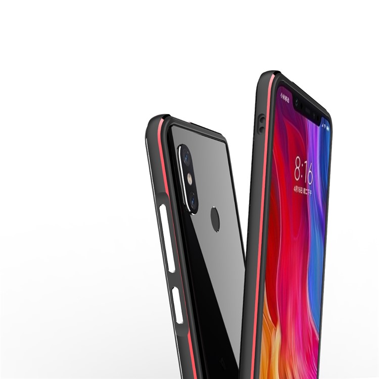For Xiaomi Mi 8 (6.21-inch) Screw Lock Aluminium Alloy Bumper Case - Black / Red-8