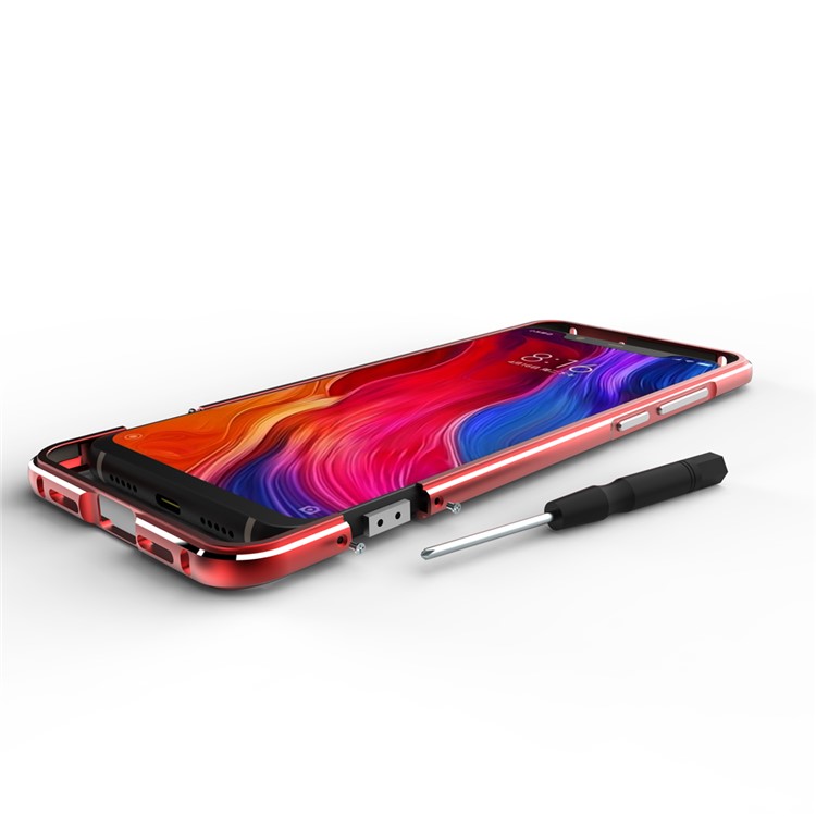 For Xiaomi Mi 8 (6.21-inch) Screw Lock Aluminium Alloy Bumper Case - Black / Red-9