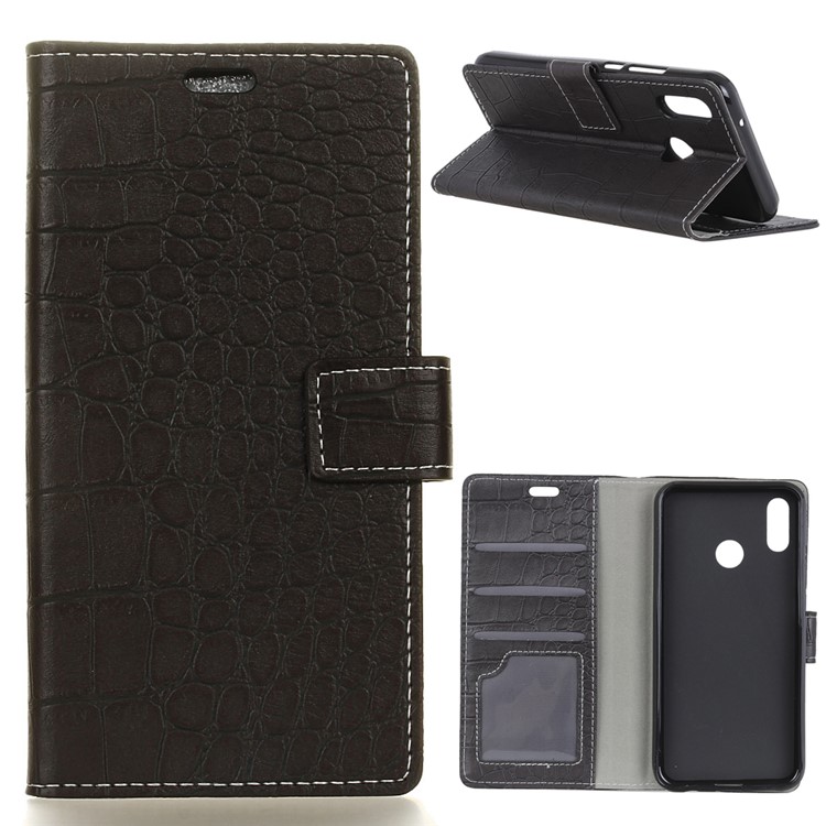 Retro Crocodile Texture PU Leather Wallet Mobile Shell for Xiaomi Redmi 6 Pro - Black-1