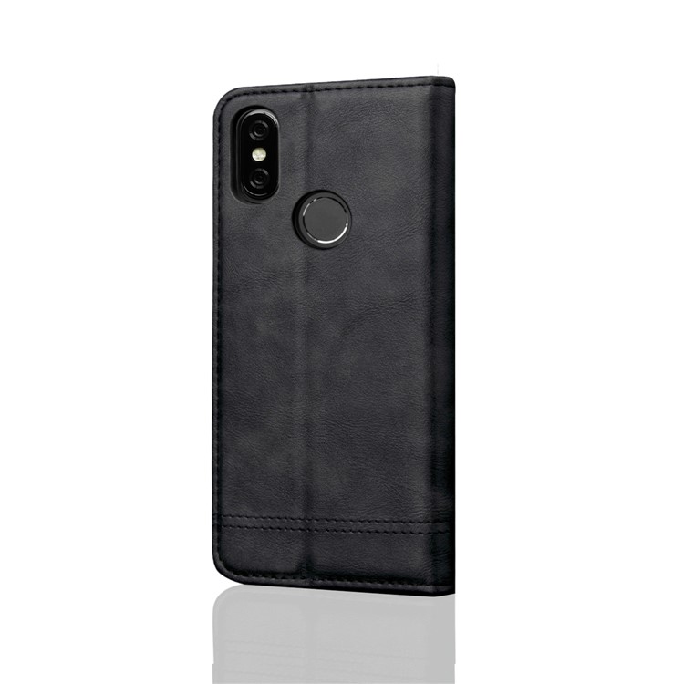 Auto-absorbed Crazy Horse Retro Leather Wallet Stand Case for Xiaomi Mi 8 (6.21-inch) - Black-3