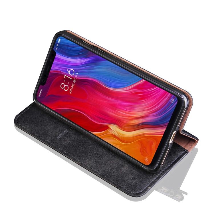 Auto-absorbed Crazy Horse Retro Leather Wallet Stand Case for Xiaomi Mi 8 (6.21-inch) - Black-4