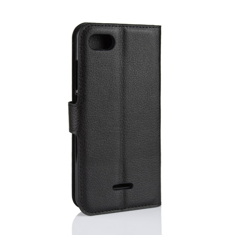 Litchi Texture Leather Wallet Stand Mobile Casing for Xiaomi Redmi 6A (Single 12MP Rear Camera) - Black-6