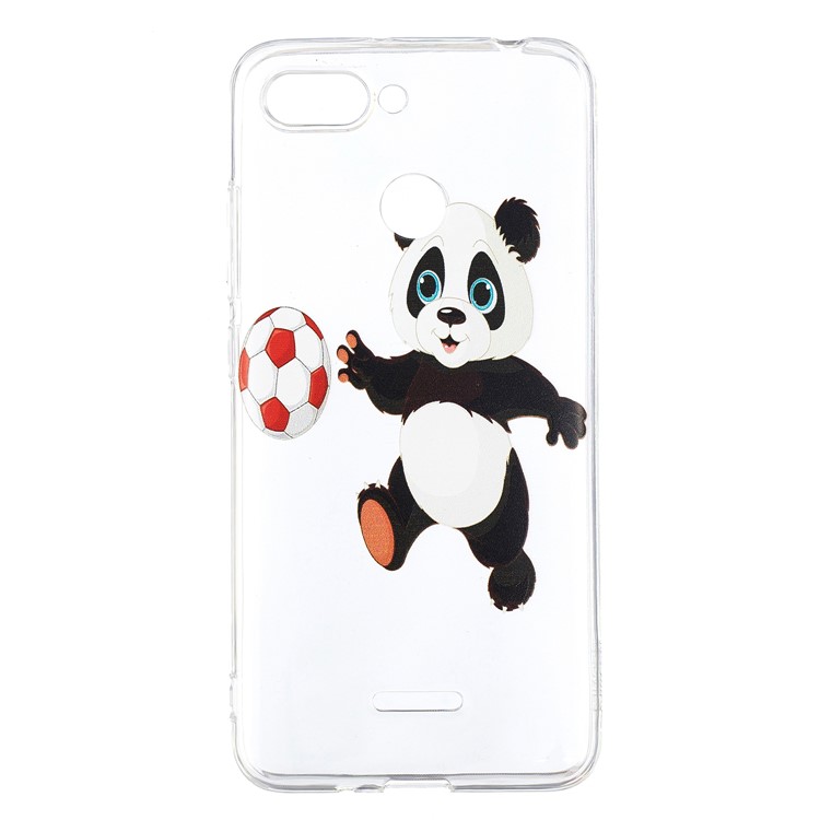 Guscio Di Rivestimento Del Telefono TPU Morbido Modello Per Xiaomi Redmi 6 (doppia Fotocamera: 12MP + 5MP) - Panda Che Gioca A Calcio-2