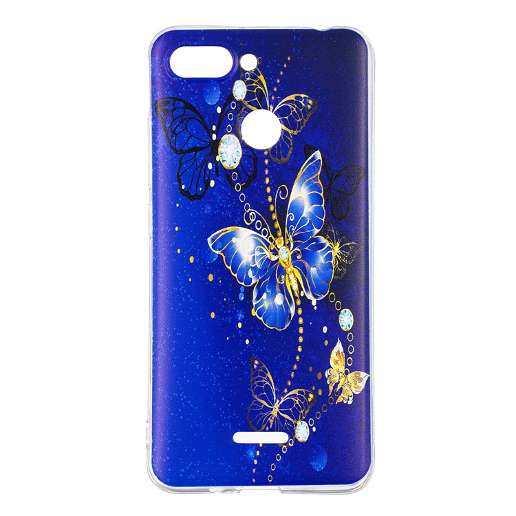 Pattern Printing Soft TPU Phone Accessory Case for Xiaomi Redmi 6 (Dual Camera: 12MP+5MP) - Blue Butterflies-2