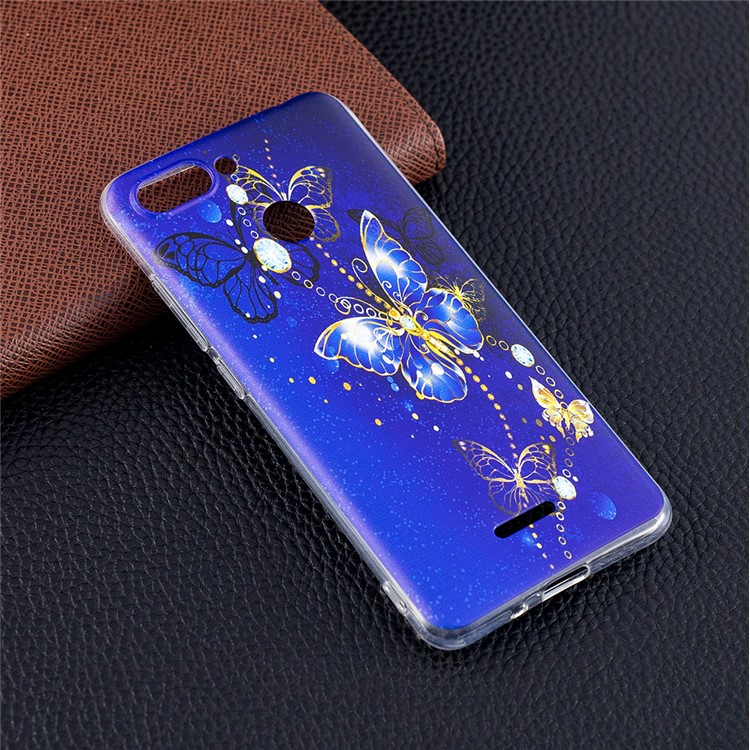 Pattern Printing Soft TPU Phone Accessory Case for Xiaomi Redmi 6 (Dual Camera: 12MP+5MP) - Blue Butterflies-6