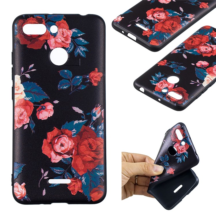 For Xiaomi Redmi 6 (Dual Camera: 12MP+5MP) Embossment Patterned TPU Phone Cover Shell - Peony-1