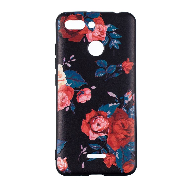 For Xiaomi Redmi 6 (Dual Camera: 12MP+5MP) Embossment Patterned TPU Phone Cover Shell - Peony-2