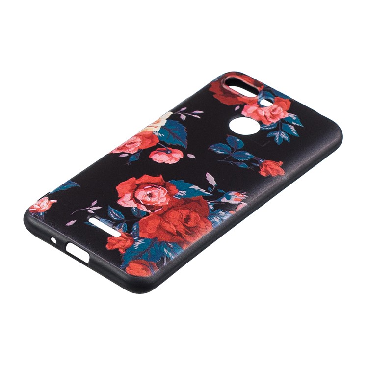 For Xiaomi Redmi 6 (Dual Camera: 12MP+5MP) Embossment Patterned TPU Phone Cover Shell - Peony-3