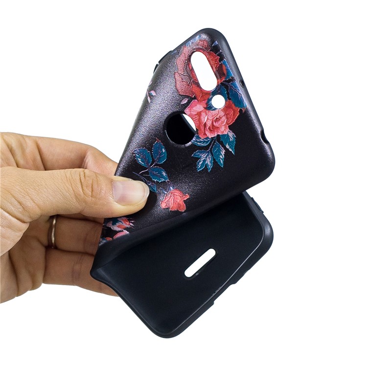 For Xiaomi Redmi 6 (Dual Camera: 12MP+5MP) Embossment Patterned TPU Phone Cover Shell - Peony-5
