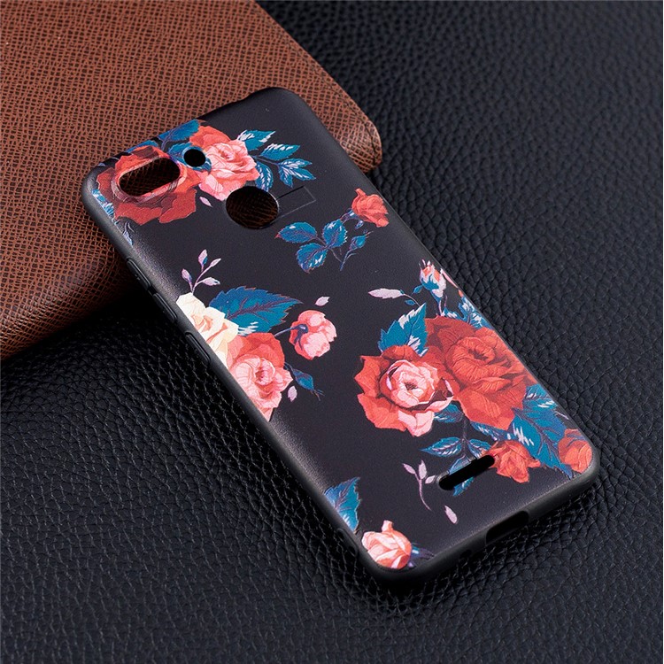 For Xiaomi Redmi 6 (Dual Camera: 12MP+5MP) Embossment Patterned TPU Phone Cover Shell - Peony-6