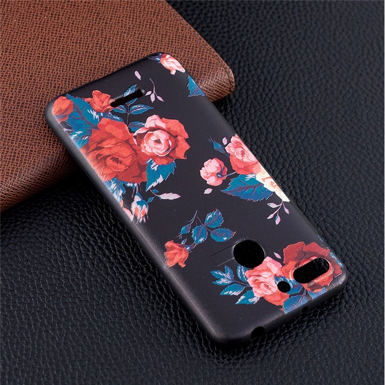 For Xiaomi Redmi 6 (Dual Camera: 12MP+5MP) Embossment Patterned TPU Phone Cover Shell - Peony-7