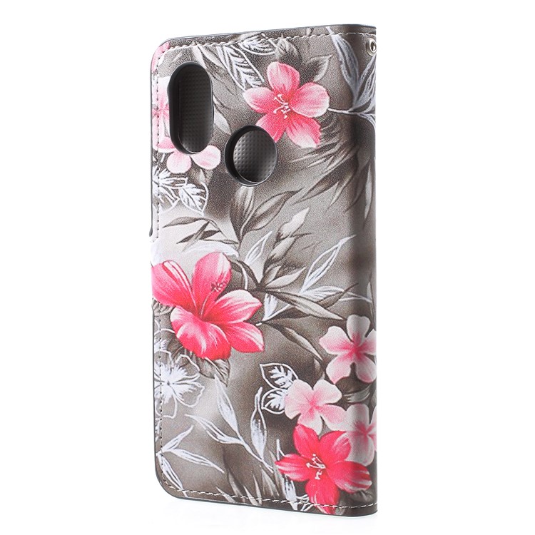 Pattern Printing PU Leather Stand Wallet Mobile Case for Xiaomi Mi 8 (6.21-inch) - Red Flower-2