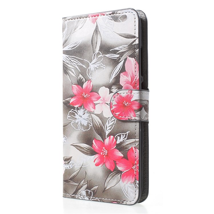 Pattern Printing PU Leather Stand Wallet Mobile Case for Xiaomi Mi 8 (6.21-inch) - Red Flower-3