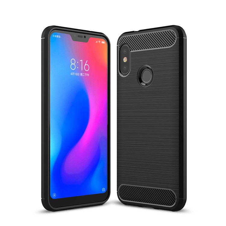 

Carbon Fiber Texture Brushed TPU Mobile Phone Casing for Xiaomi Mi A2 Lite / Redmi 6 Pro - Black, Mi A2 Lite