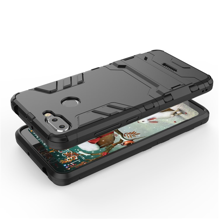 Custodia Ibrida In Plastica TPU Cool Guard Con Cavalletto Per Xiaomi Redmi 6 (doppia Fotocamera: 12MP + 5MP) - Nero-4