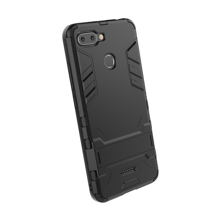 Fall Guard Plastic TPU Hybrid Case Con Kickstand Para Xiaomi Redmi 6 (cámara Dual: 12MP+5MP) - Negro