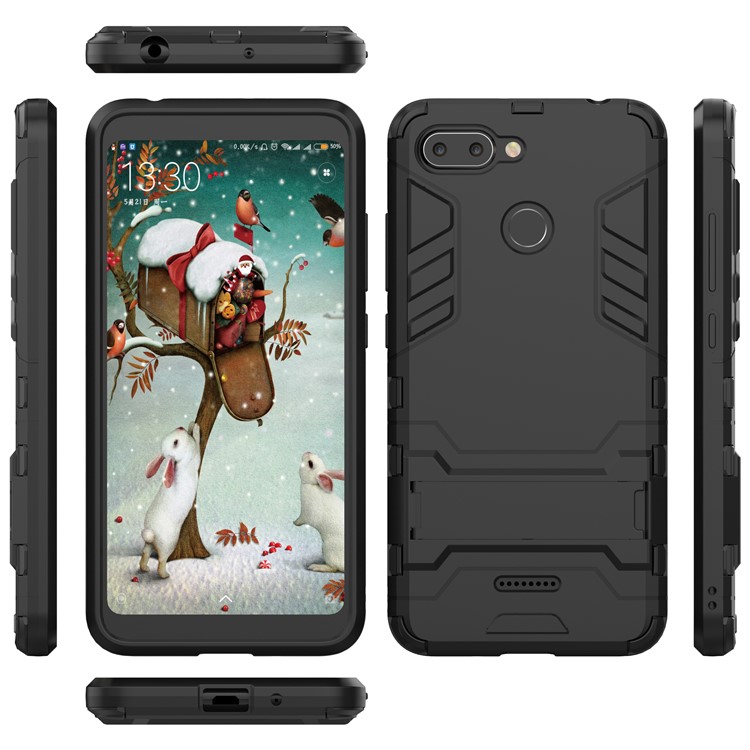 Custodia Ibrida In Plastica TPU Cool Guard Con Cavalletto Per Xiaomi Redmi 6 (doppia Fotocamera: 12MP + 5MP) - Nero-7