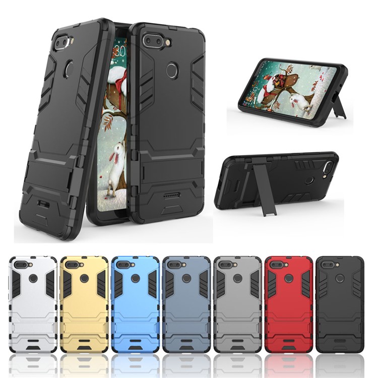 Cool Guard Plastic TPU Hybrid -hülle Mit Kickstand Für Xiaomi Redmi 6 (dualkamera: 12 Mp+5 Mp) - Schwarz