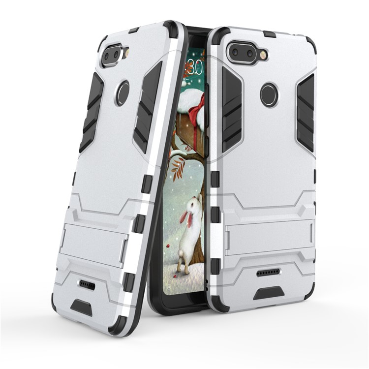 Cool Guard Plastic TPU Hybrid Cover with Kickstand for Xiaomi Redmi 6 (Dual Camera: 12MP+5MP) - Silver-1